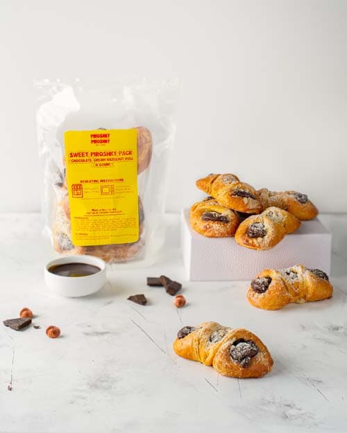 (6 Count-Frozen) Chocolate Cream Hazelnut Roll Piroshky Pack